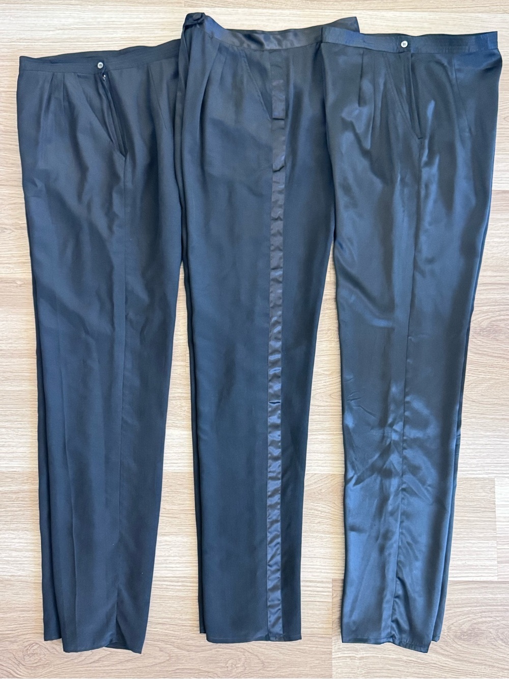 3 Pairs of ROYAL SILK Black High Waisted Pleated Tapered Slacks Pants Size 10